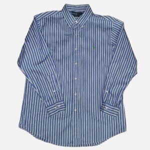 Ralph Lauren Men's Shirt 16.5 32/33 Custom Fit Long Sleeve Blue Green Striped